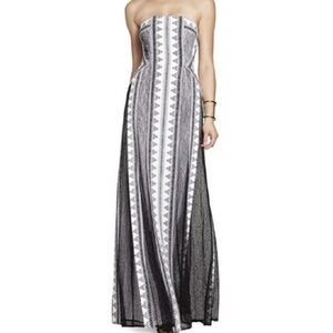 BCBGMaxAzria KIA Black & White Strapless Maxi‎ Dress Size 6